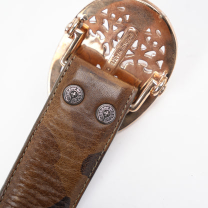 CHROME HEARTS BRONZE OVAL BELT BUCKLE WITH CAMO STRAP