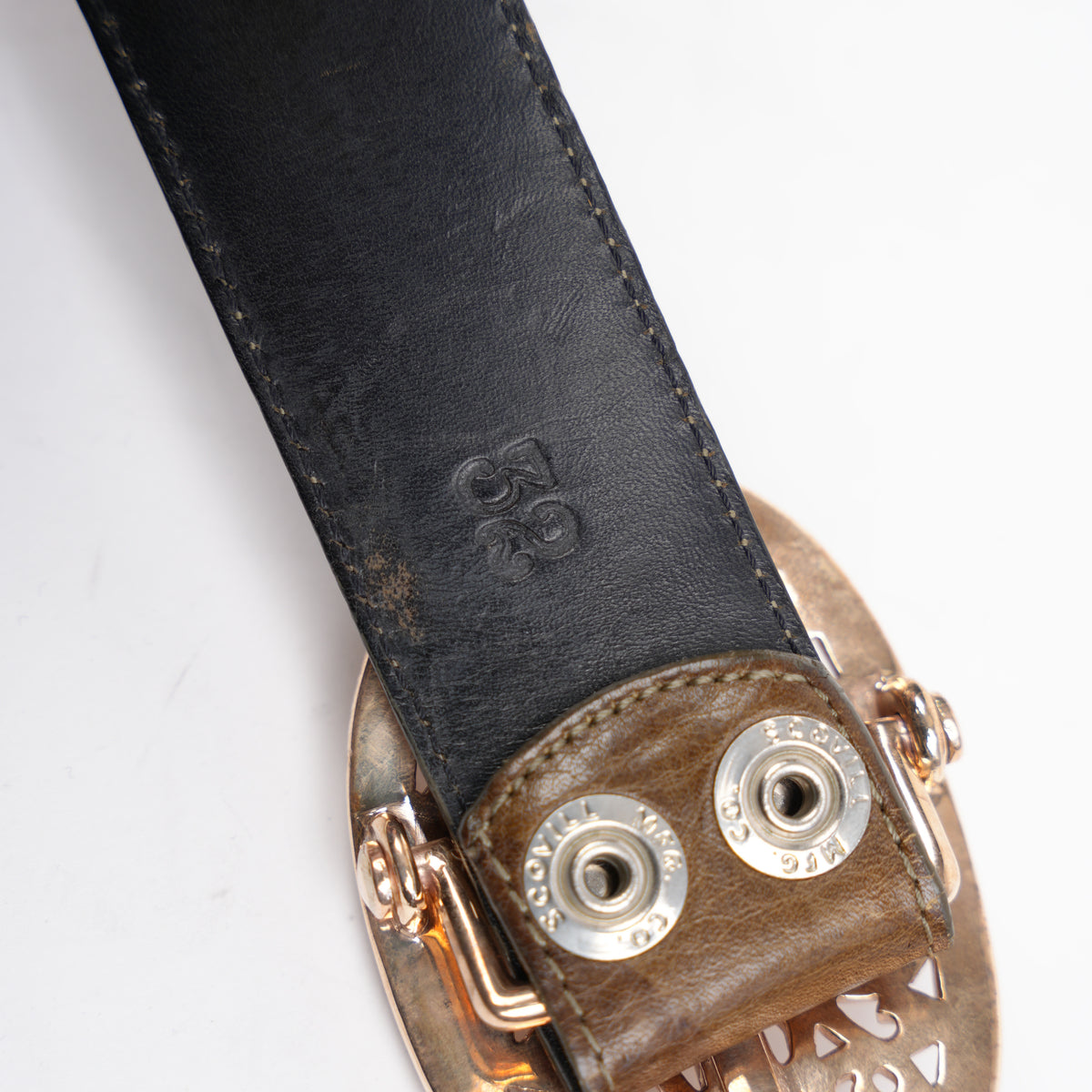 CHROME HEARTS BRONZE OVAL BELT BUCKLE WITH CAMO STRAP