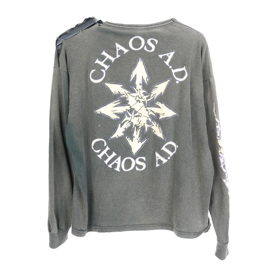 VINTAGE THRASHED FADED CHAOS AD SEPULTERA LONG SLEEVE T-SHIRT