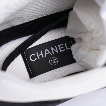 Chanel White Mesh Suede Calfskin Men's CC Trainer Sneakers
