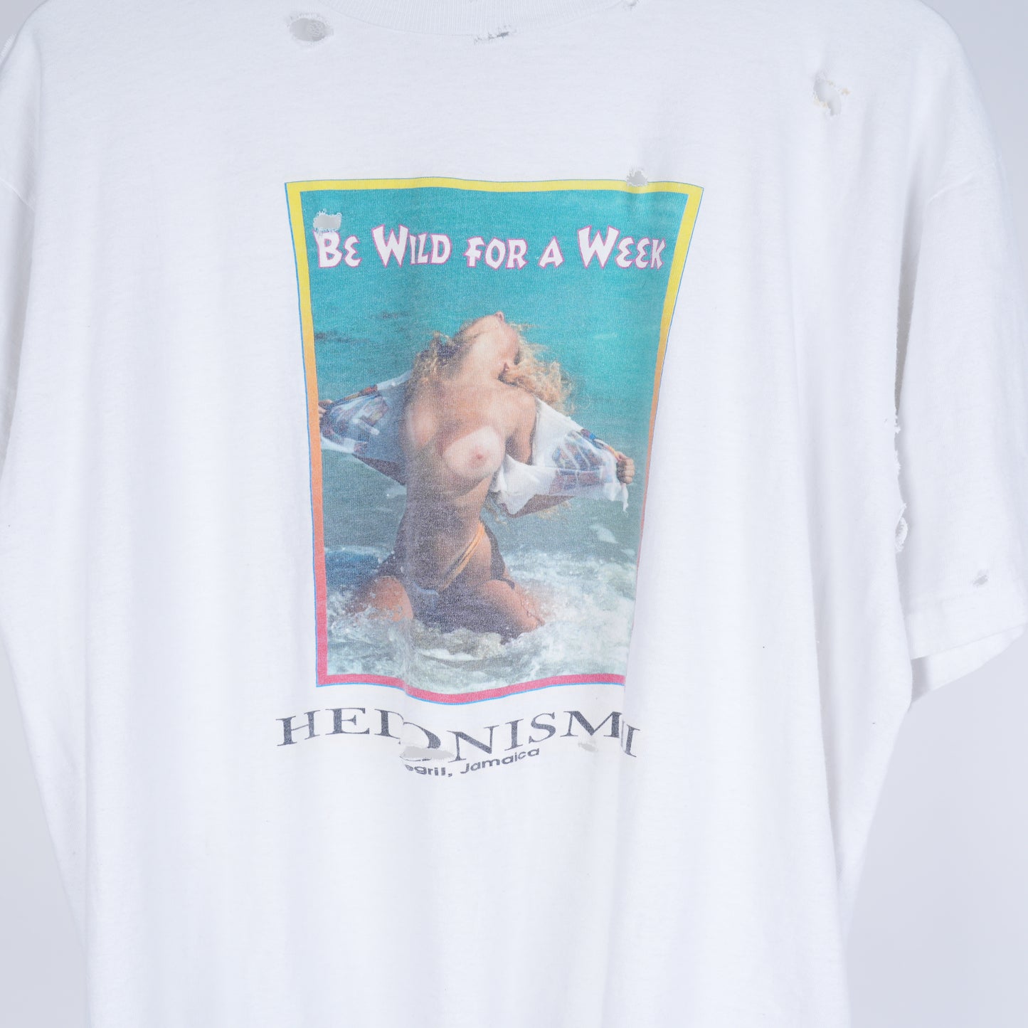 VINTAGE WHITE HEDONISM THRASHED T-SHIRT