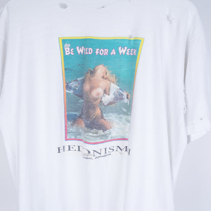 VINTAGE WHITE HEDONISM THRASHED T-SHIRT