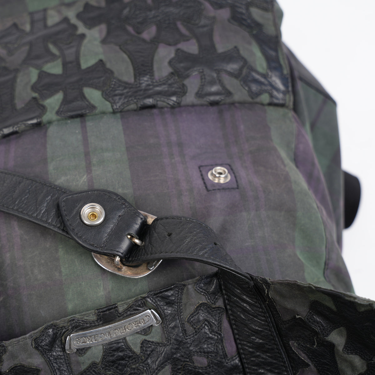CHROME HEARTS CROSS PATCH PLAID GUNSLINGER MOTO BACKPACK