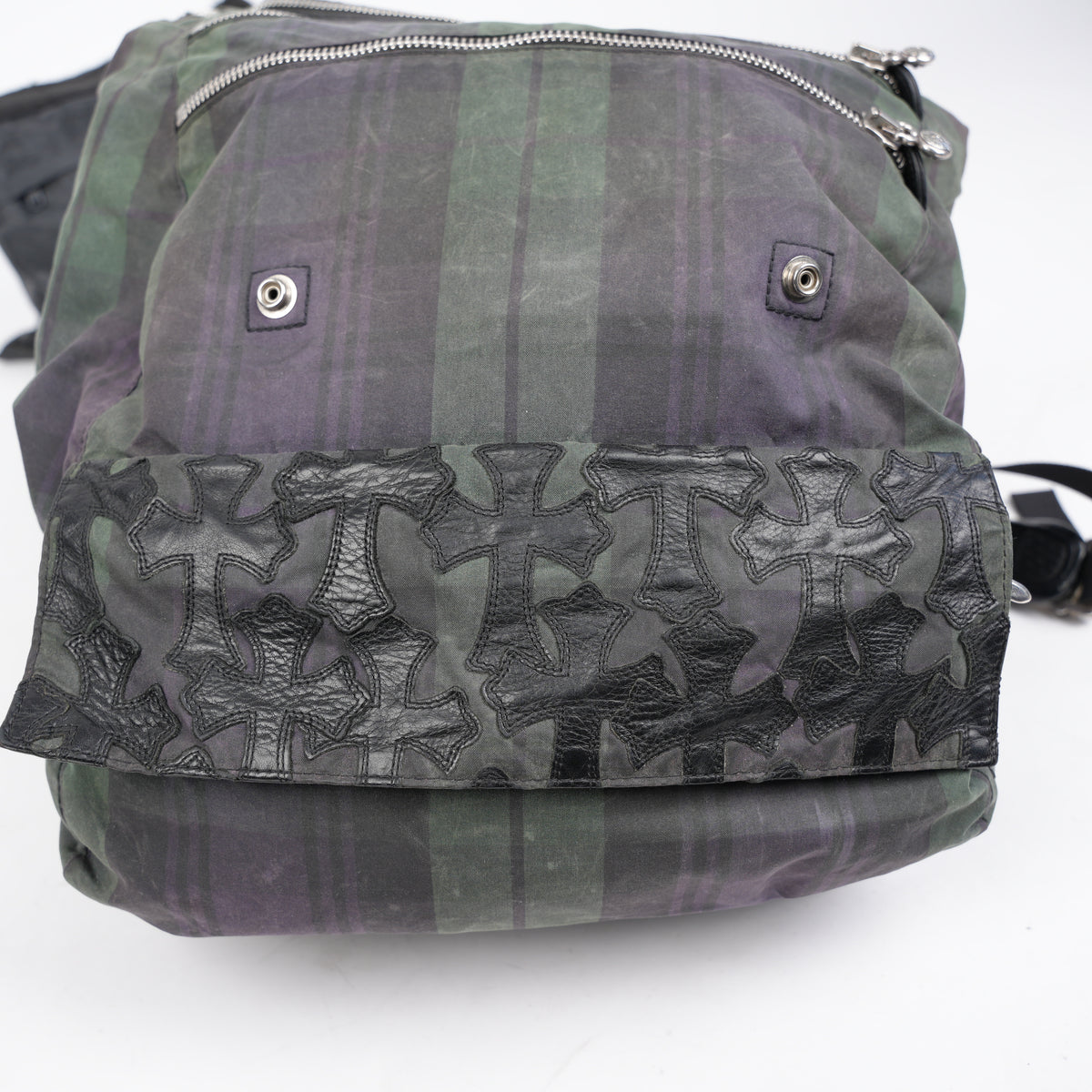 CHROME HEARTS CROSS PATCH PLAID GUNSLINGER MOTO BACKPACK
