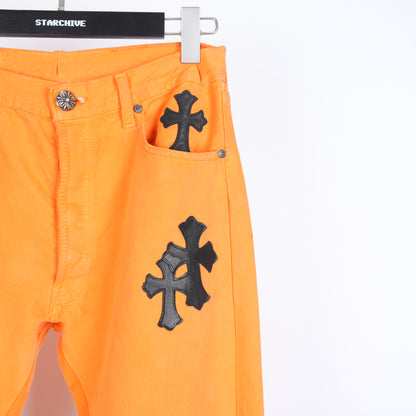 CHROME HEARTS VIRGIL ABLOH ORANGE/BLACK PATCH LEVI'S DENIM PANTS