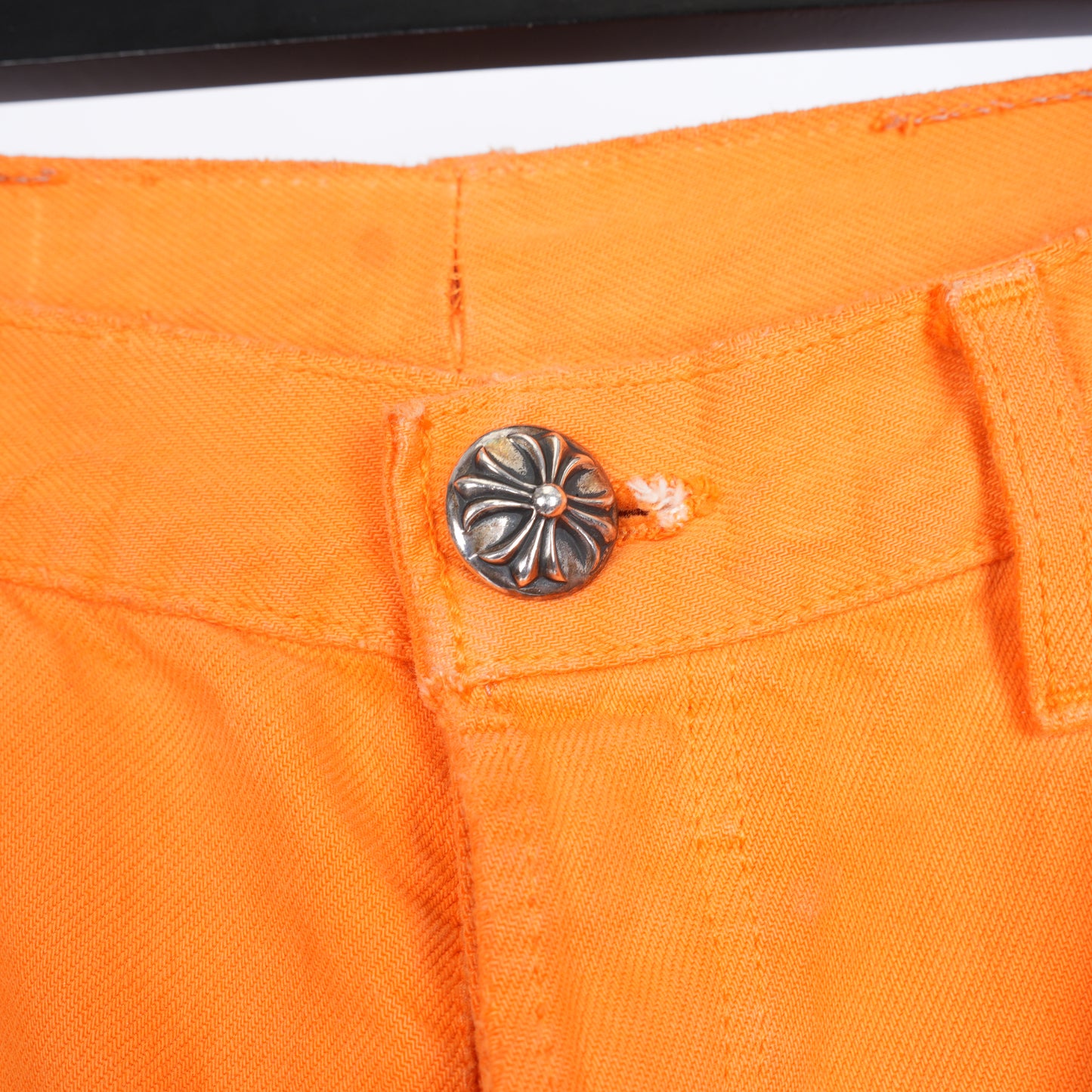 CHROME HEARTS VIRGIL ABLOH ORANGE/BLACK PATCH LEVI'S DENIM PANTS