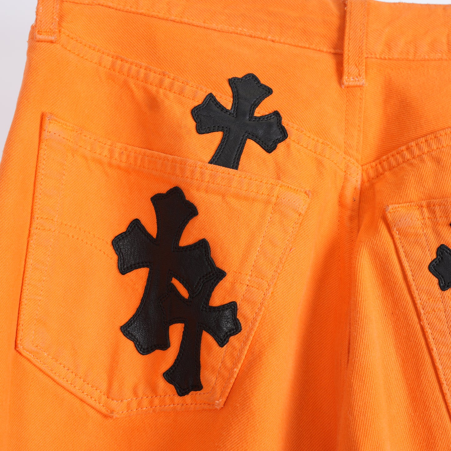 CHROME HEARTS VIRGIL ABLOH ORANGE/BLACK PATCH LEVI'S DENIM PANTS