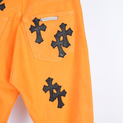 CHROME HEARTS VIRGIL ABLOH ORANGE/BLACK PATCH LEVI'S DENIM PANTS