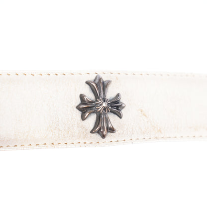 CHROME HEARTS PLUS CROSS STUDDED WHITE BELT STRAP