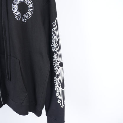 FLORAL HORSESHOE ZIP UP THERMAL HOODIE