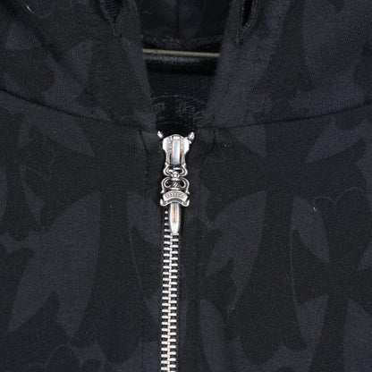 CHROME HEARTS MONOGRAM CROSS PRINT ZIP UP HOODIE
