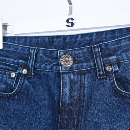 CHROME HEARTS BLACK PATCH DENIM SHORTS