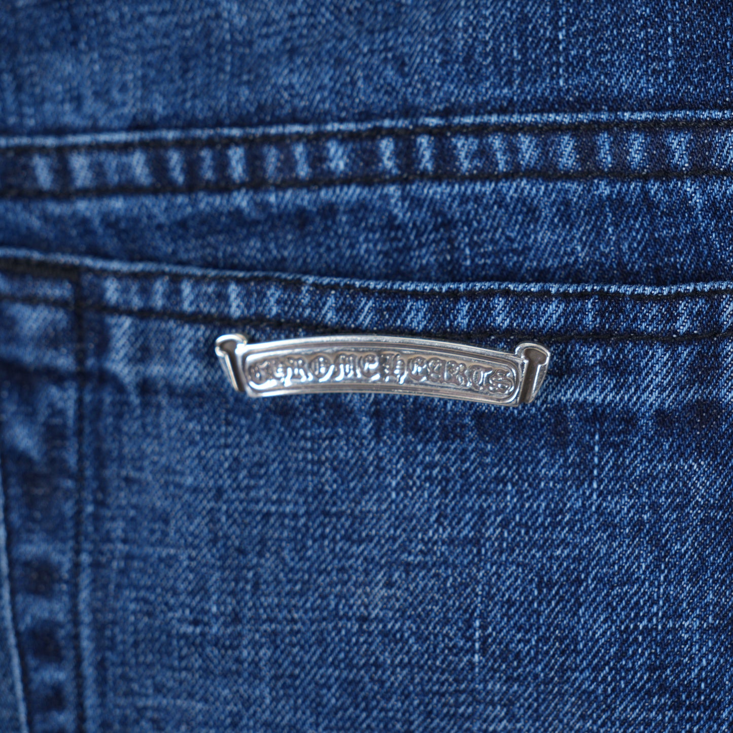 CHROME HEARTS BLACK PATCH DENIM SHORTS