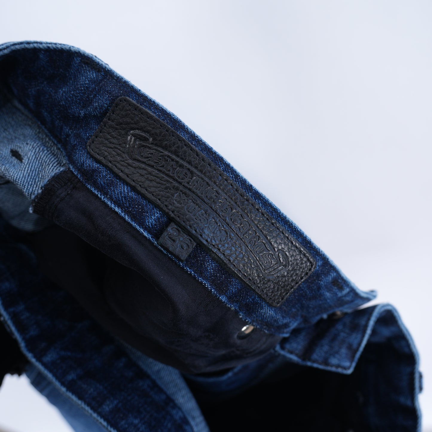 CHROME HEARTS BLACK PATCH DENIM SHORTS