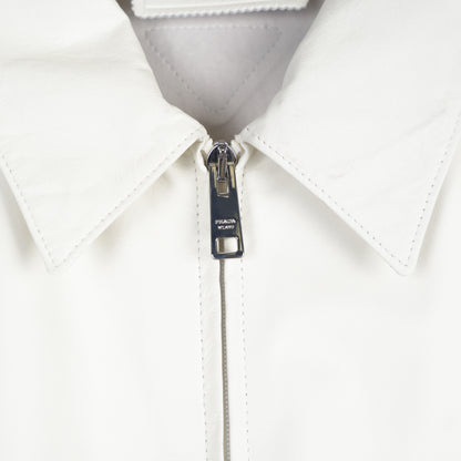 PRADA FULL CALFSKIN WHITE LEATHER JACKET 2023
