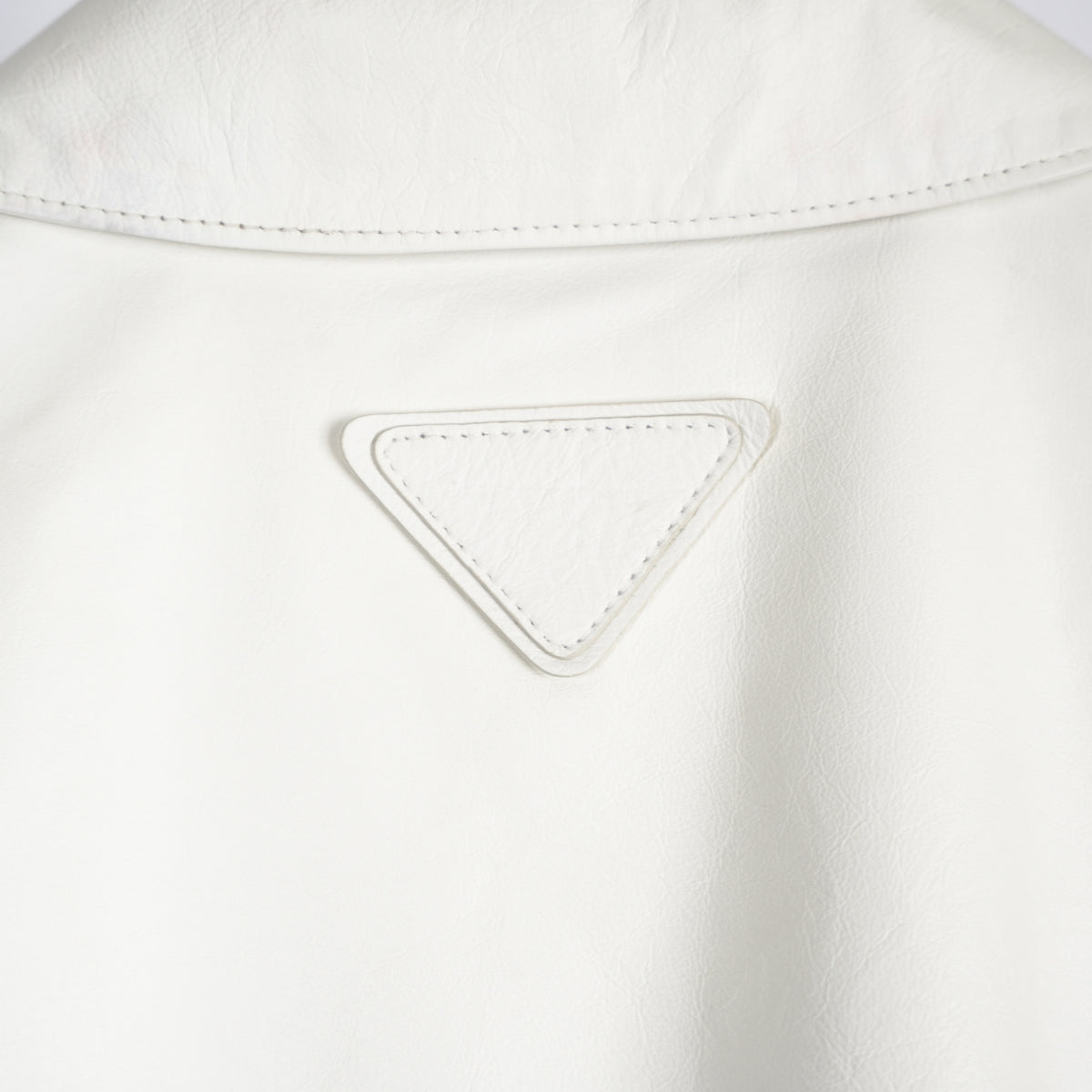 PRADA FULL CALFSKIN WHITE LEATHER JACKET 2023