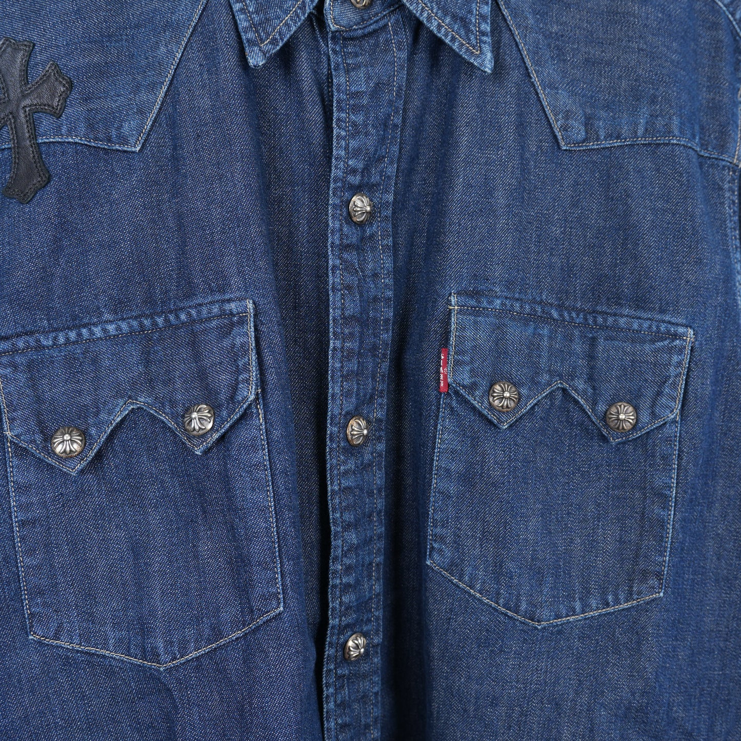 CHROME HEARTS LEVIS DENIM PATCH DARK BLUE JACKET