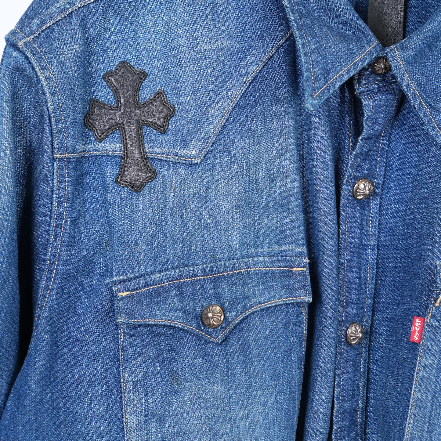 CHROME HEARTS LEVIS DENIM PATCH LIGHT BLUE JACKET