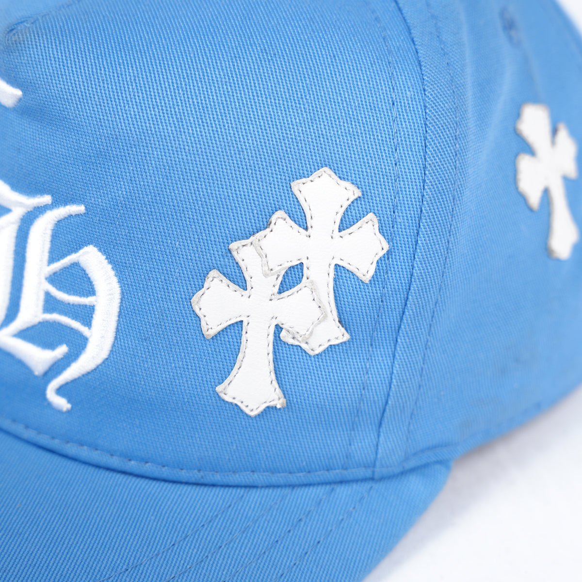 CHROME HEARTS BABY  BLUE WITH WHITE CROSS PATCH HAT