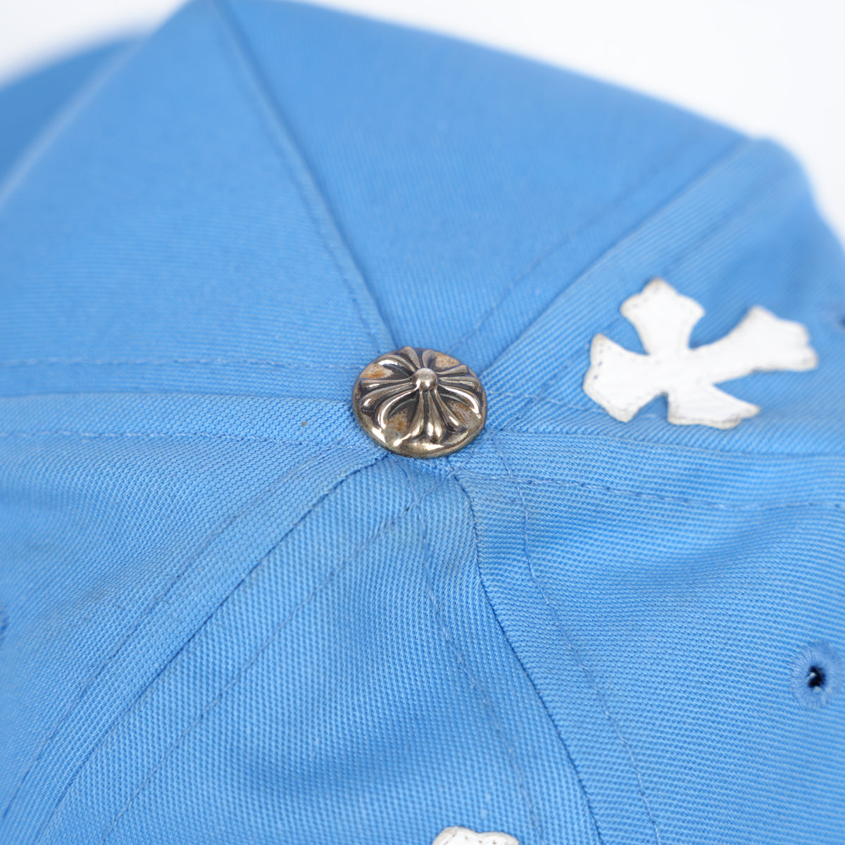 CHROME HEARTS BABY  BLUE WITH WHITE CROSS PATCH HAT
