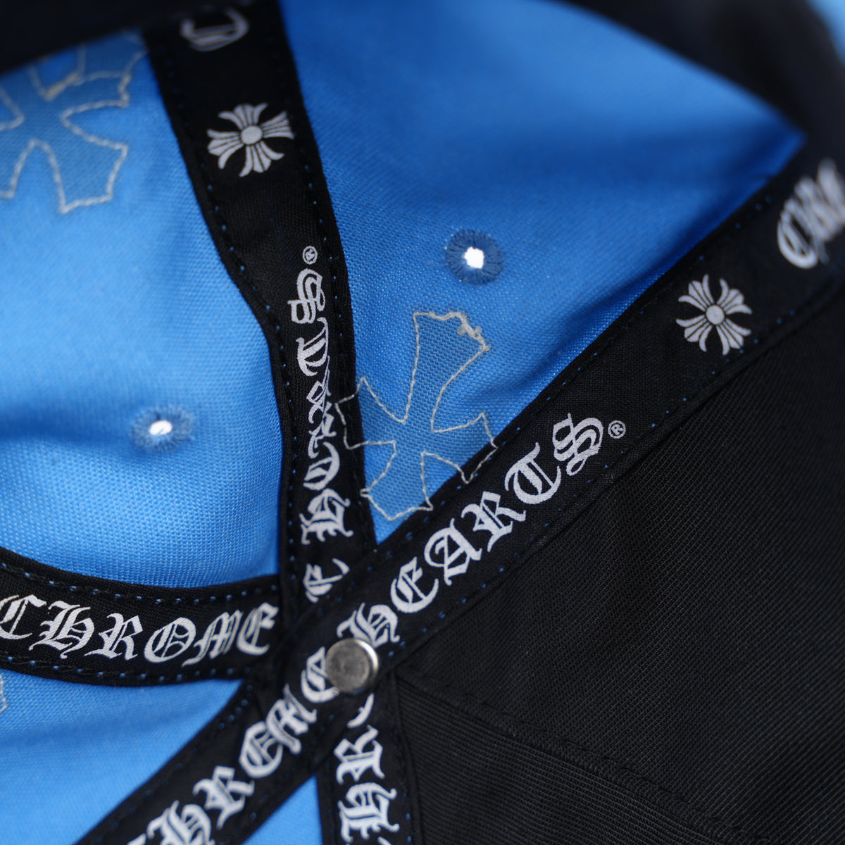 CHROME HEARTS BABY  BLUE WITH WHITE CROSS PATCH HAT