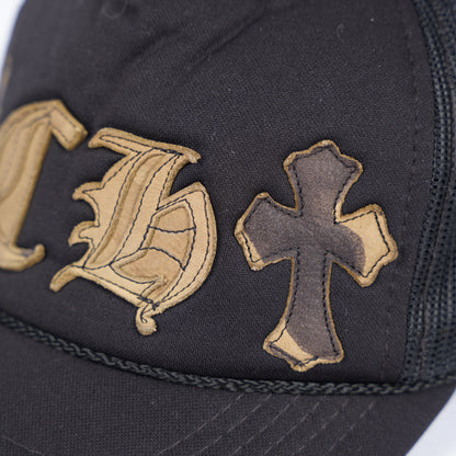 CHROME HEARTS VINTAGE CROSS CH PATCH CAMO TRUCKER HAT