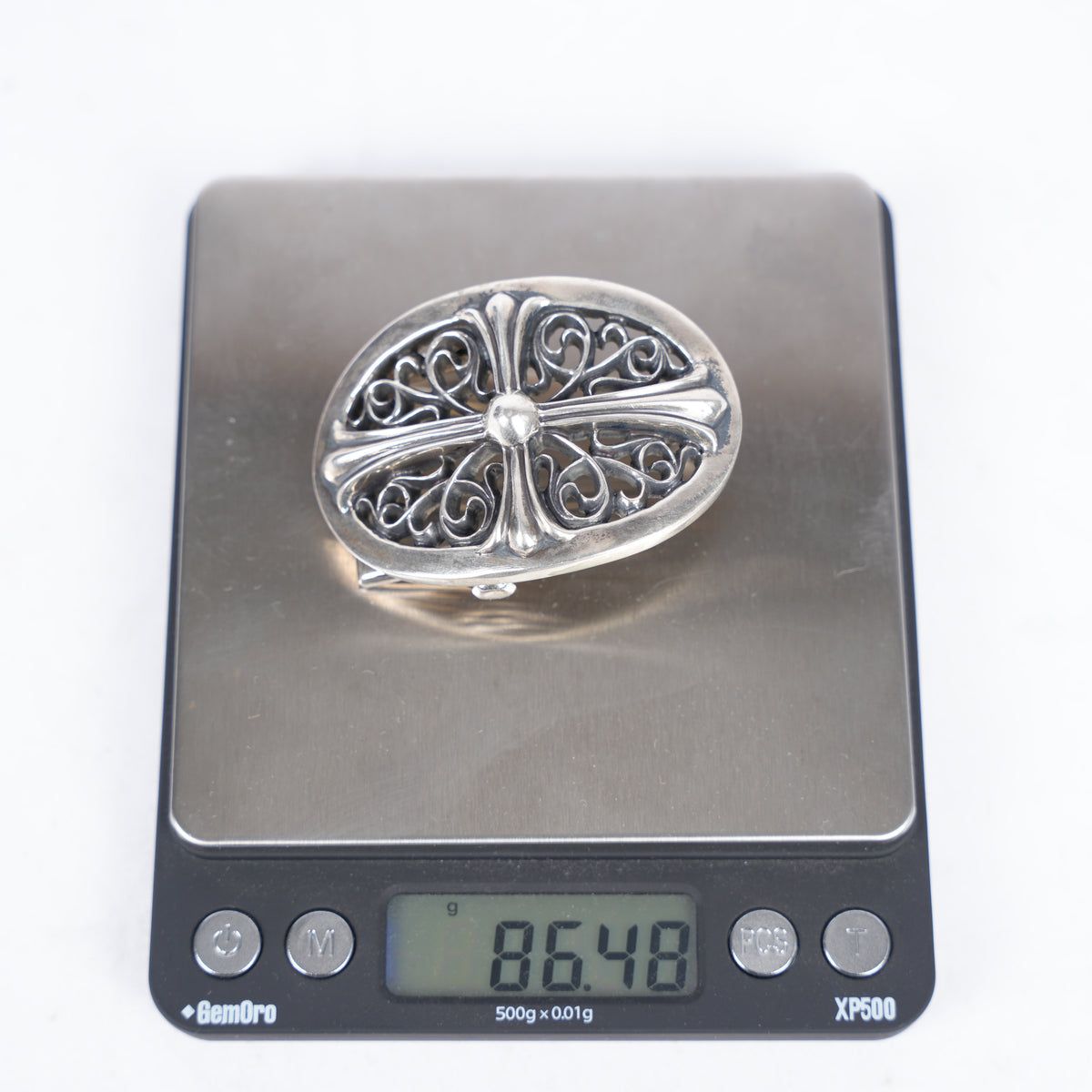 CHROME HEARTS 1 INCH OVAL CROSS BELT BUCKLE