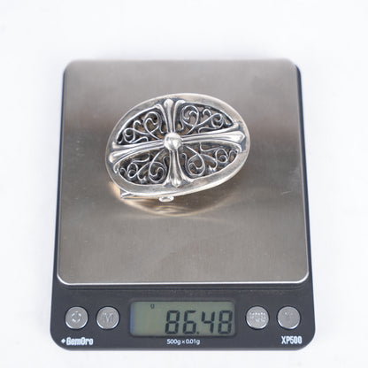 CHROME HEARTS 1 INCH OVAL CROSS BELT BUCKLE