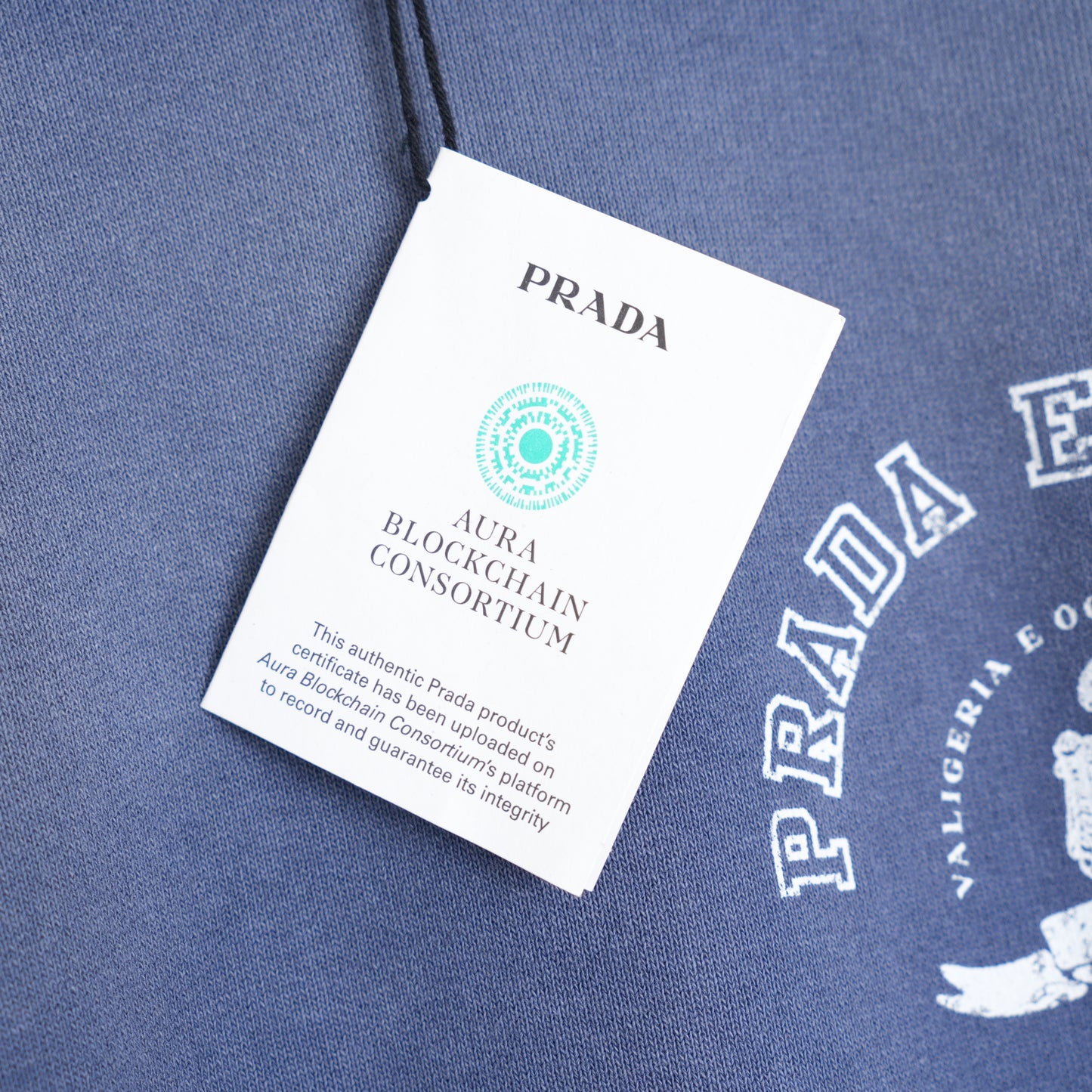 PRADA FADED BLUE LOGO HOODIE
