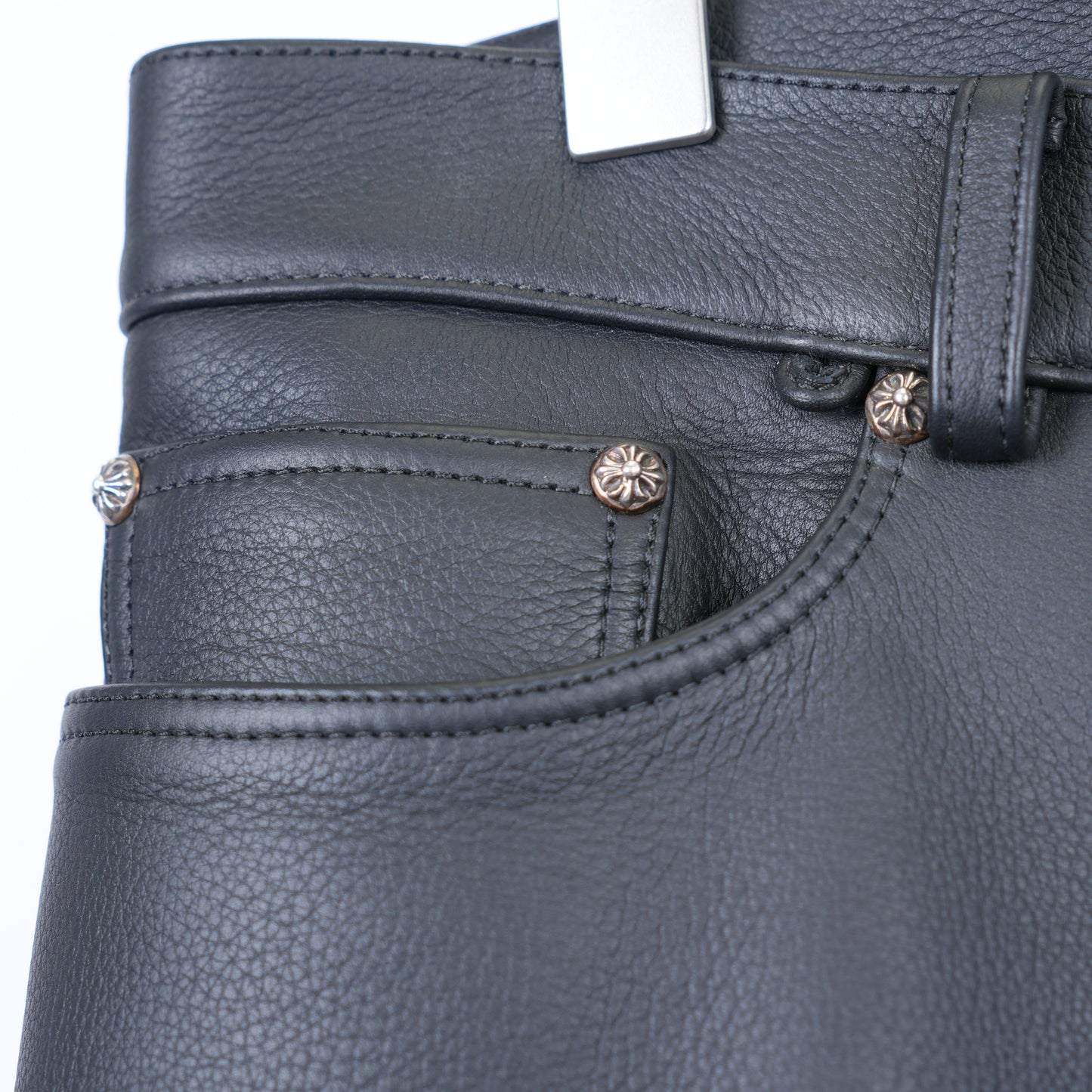 Chrome Hearts Leather Fleur Knee Patch Pants