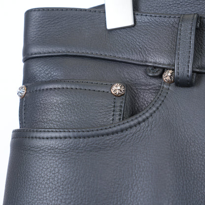 Chrome Hearts Leather Fleur Knee Patch Pants