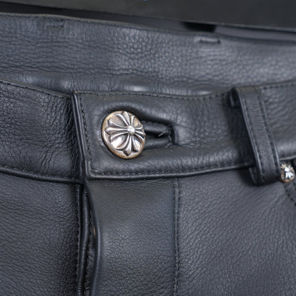 Chrome Hearts Leather Fleur Knee Patch Pants
