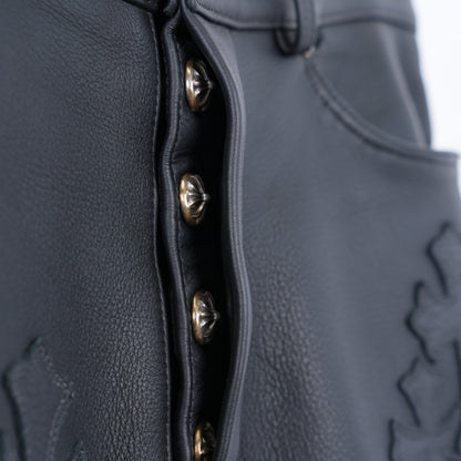 Chrome Hearts Leather Fleur Knee Patch Pants