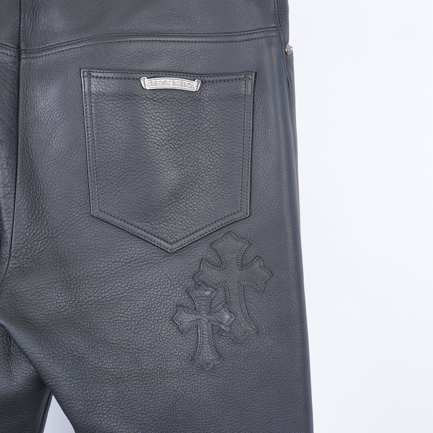 Chrome Hearts Leather Fleur Knee Patch Pants