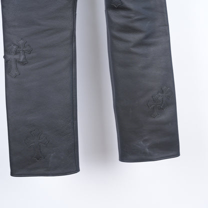 Chrome Hearts Leather Fleur Knee Patch Pants