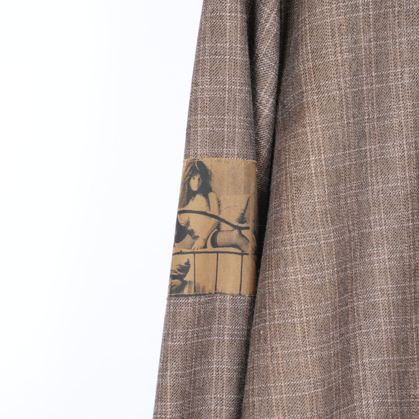ERD BROWN ASSEMBLAGE FRAYED HEM FLANNEL