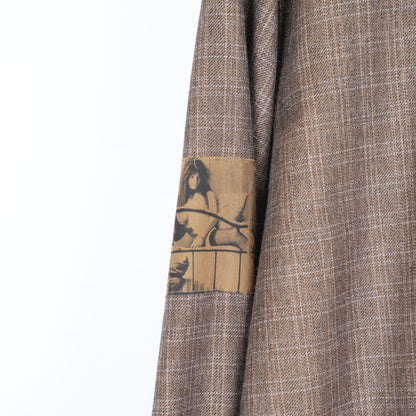ERD BROWN ASSEMBLAGE FRAYED HEM FLANNEL
