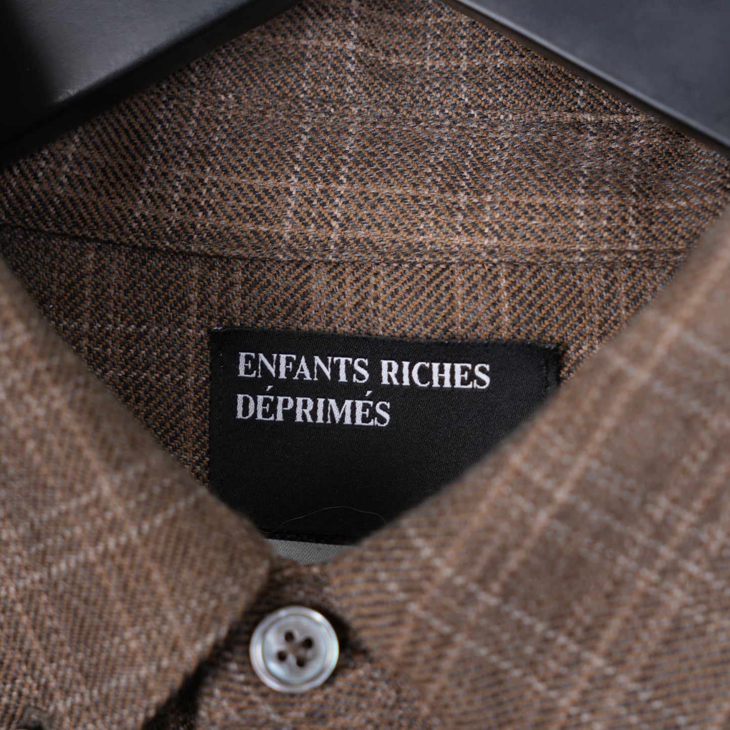 ERD BROWN ASSEMBLAGE FRAYED HEM FLANNEL