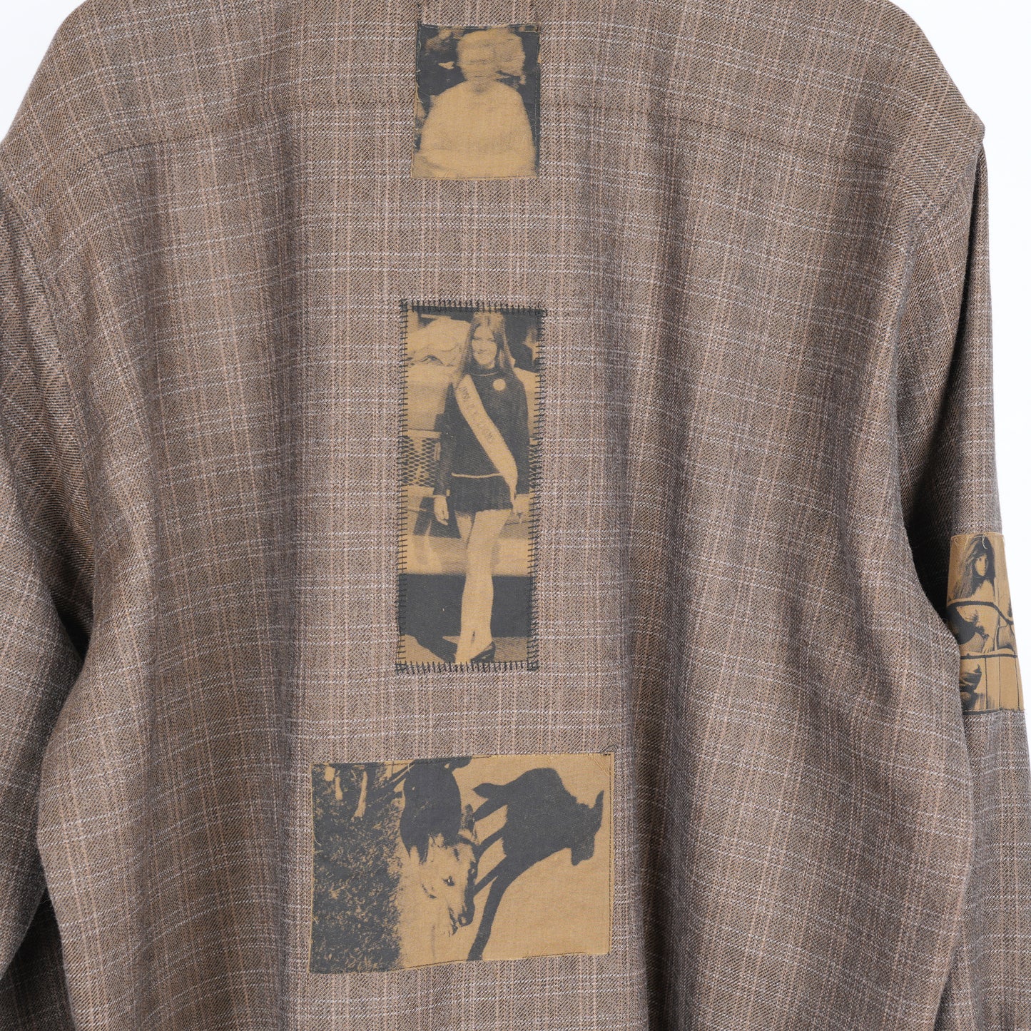 ERD BROWN ASSEMBLAGE FRAYED HEM FLANNEL