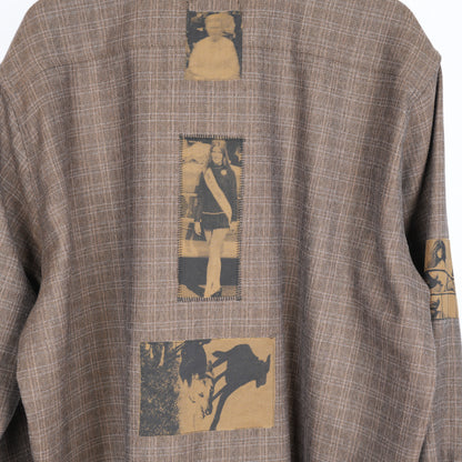ERD BROWN ASSEMBLAGE FRAYED HEM FLANNEL