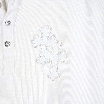 CHROME HEARTS WHITE CROSS PATCH HENLEY THERMAL LONG SLEEVE