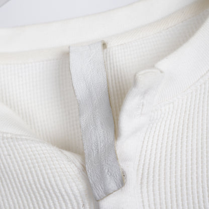 CHROME HEARTS WHITE CROSS PATCH HENLEY THERMAL LONG SLEEVE