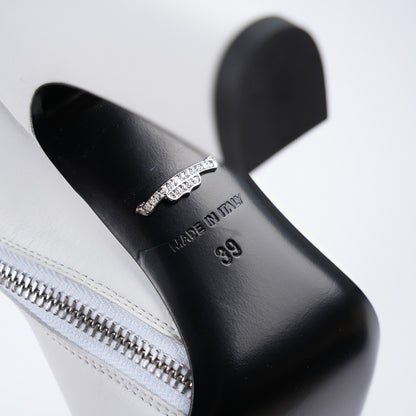 CHROME HEARTS WHITE SUGAR JONES RHODIUM PLATED LEATHER HIGH HEELS