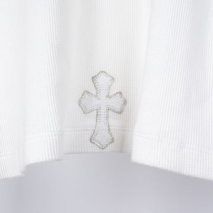 CHROME HEARTS WHITE CROSS PATCH HENLEY THERMAL LONG SLEEVE