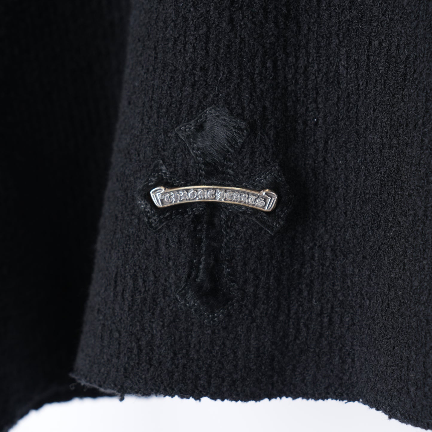 CHROME HEARTS PONY HAIR BLACK MOCKNECK PATCH SWEATER