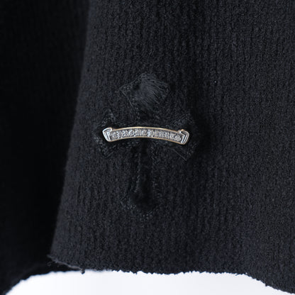 CHROME HEARTS PONY HAIR BLACK MOCKNECK PATCH SWEATER
