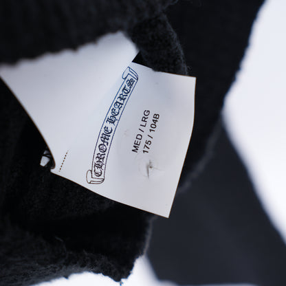 CHROME HEARTS PONY HAIR BLACK MOCKNECK PATCH SWEATER