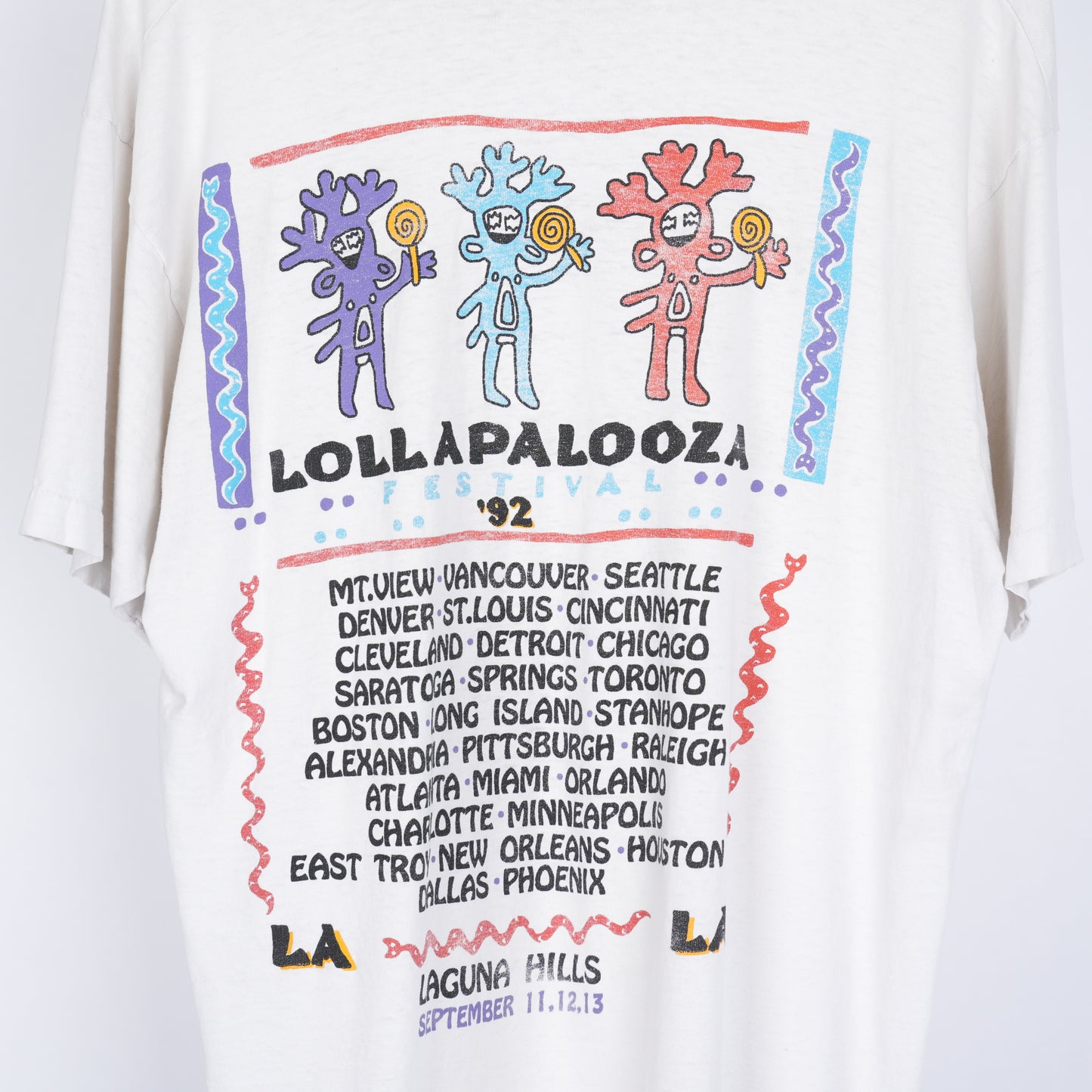 SOUNDGARDEN PEARL JAM LOLLAPALOOZA '92 LINEUP WHITE T-SHIRT