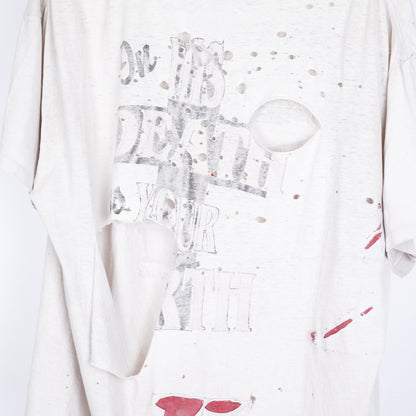 FATHER FORGIVE THEM WHITE THRASHED VINTAGE T-SHIRT