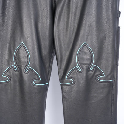 BLUE FLEUR KNEE LEATHER ST. BARTHS EXCLUSIVE PANTS